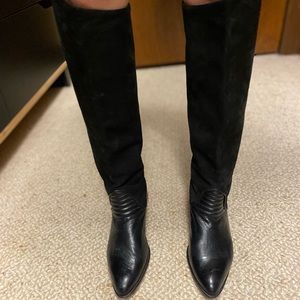 Via Spiga Black Leather and Suede Boots